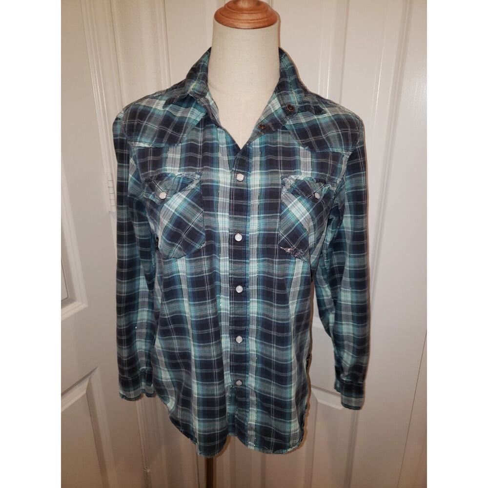 Hollywood The Jean People Women's Plaid Button Front SD Shirt Large